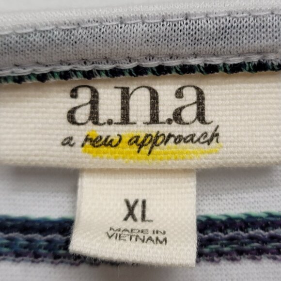 a.n.a White & Green Stripe Peplum Tank Top XL - Picture 5 of 7